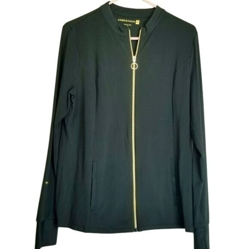 AMBERNOON II Black Full Zip Jacket Womens M UPF 50 Running Activewear Yoga‎